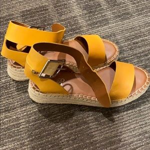 Mustard platform sandals